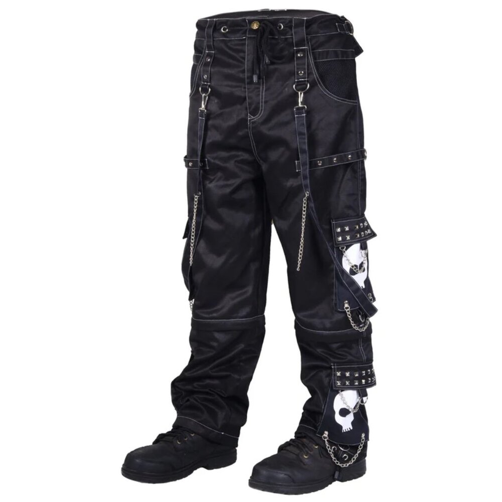 Women's Gothic Bondage Black Big Skull Alternative Punk Rock Emo Trouser Pants